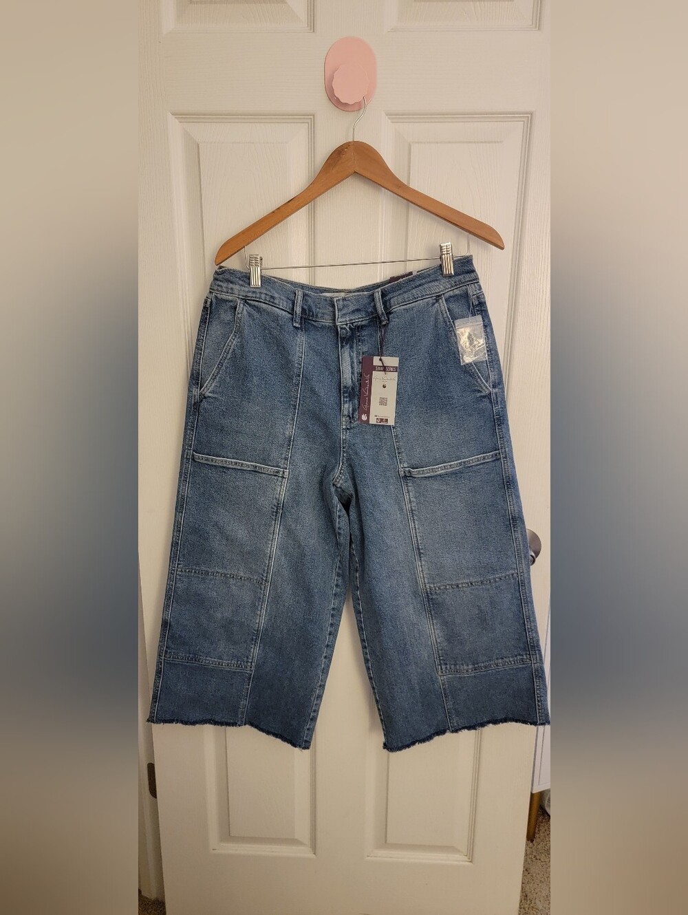 Gloria Vanderbilt Denim Patchwork Wide Leg Cropped Jeans -